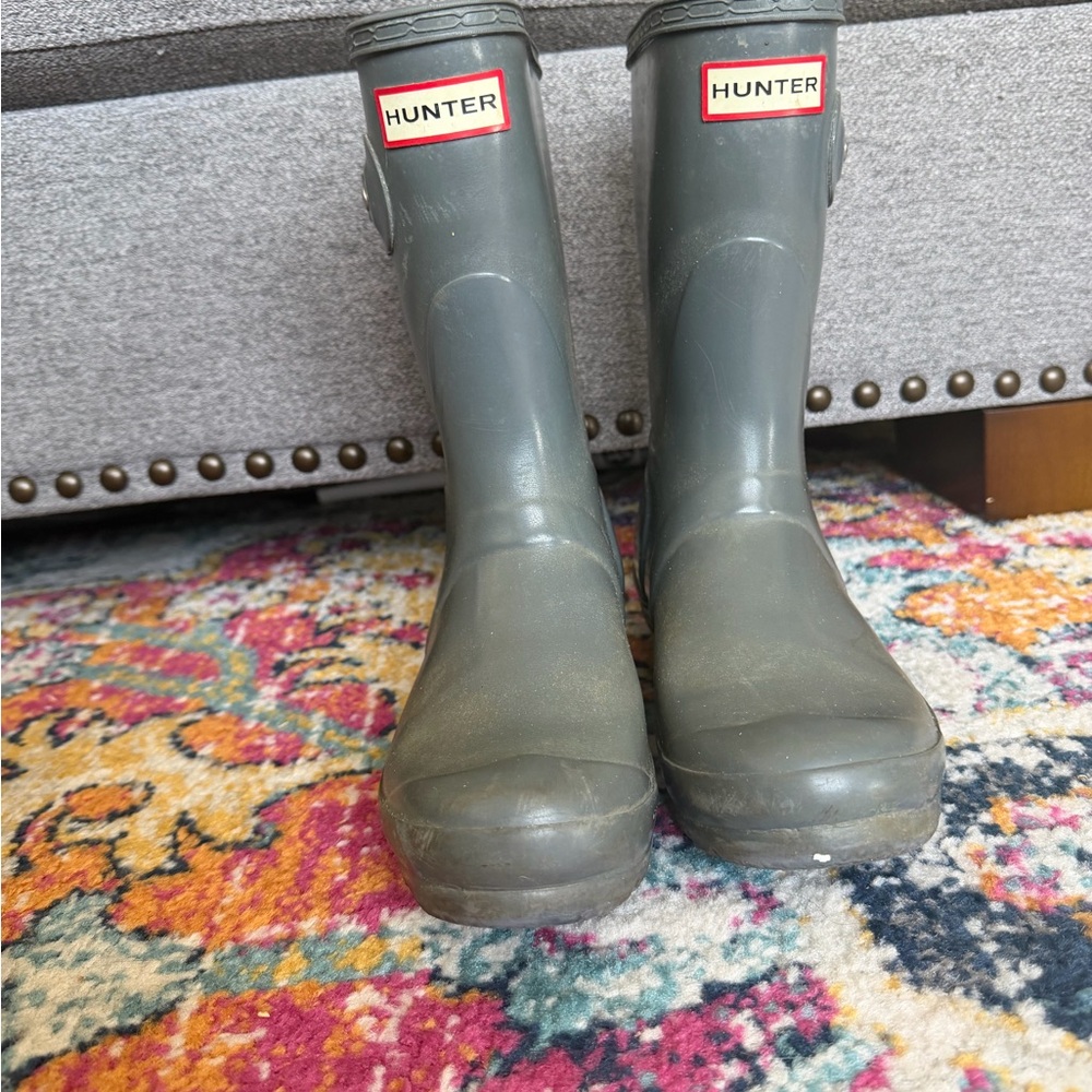 Hunter Gray-Green Rubber Rain Boots